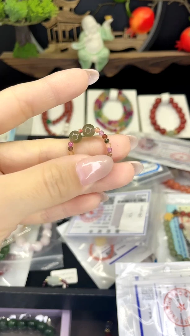 【闪购商品】碧玺戒指银S925镀金镶嵌戒指