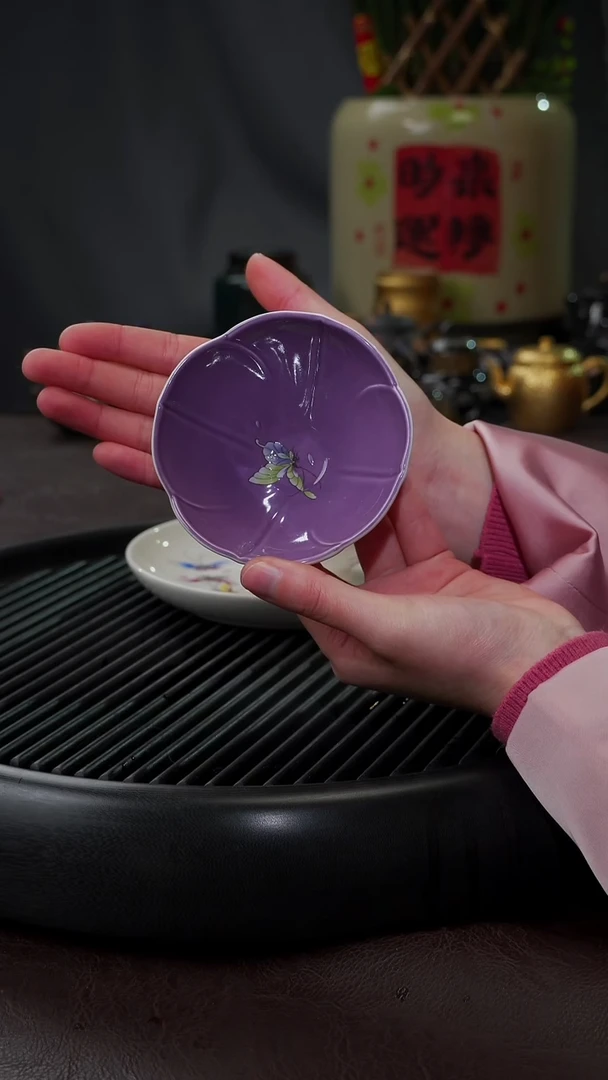 【闪购商品】杯【宜景窑烟幕紫蝶舞】紫色杯子