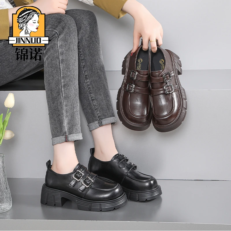 jinnuo/锦诺乐福鞋女休闲鞋软底春秋牛筋底一脚蹬浅口单鞋子女