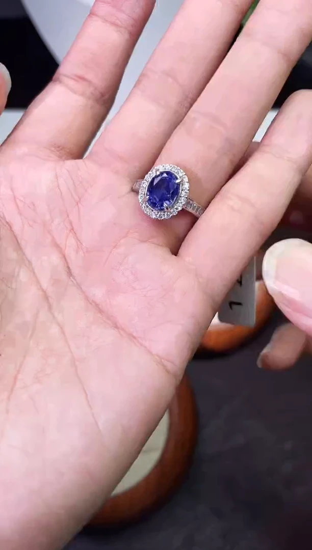 合金合成钻石蓝宝戴妃戒指