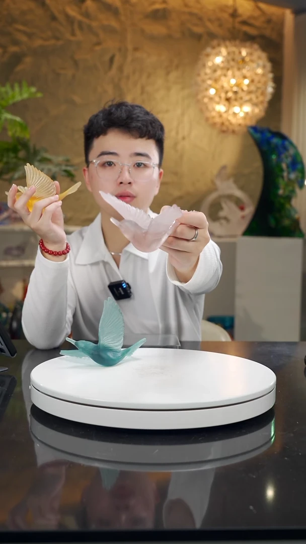 手工艺品琉璃金红色古法小鸟一只