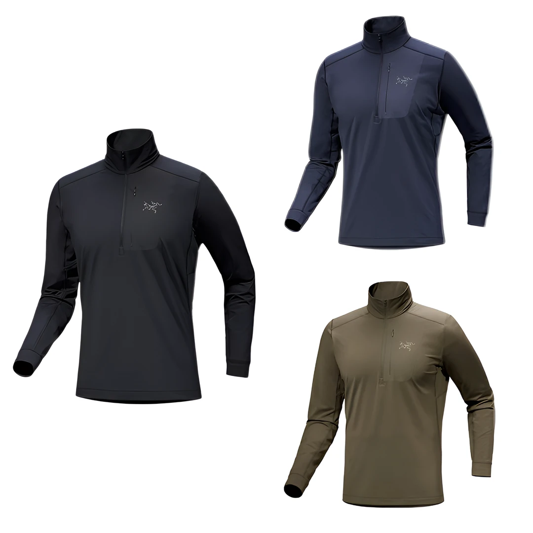 ARC'TERYX/始祖鸟 Rho LT Zip 纯色 抓绒半拉链长袖卫衣 T恤 男款
