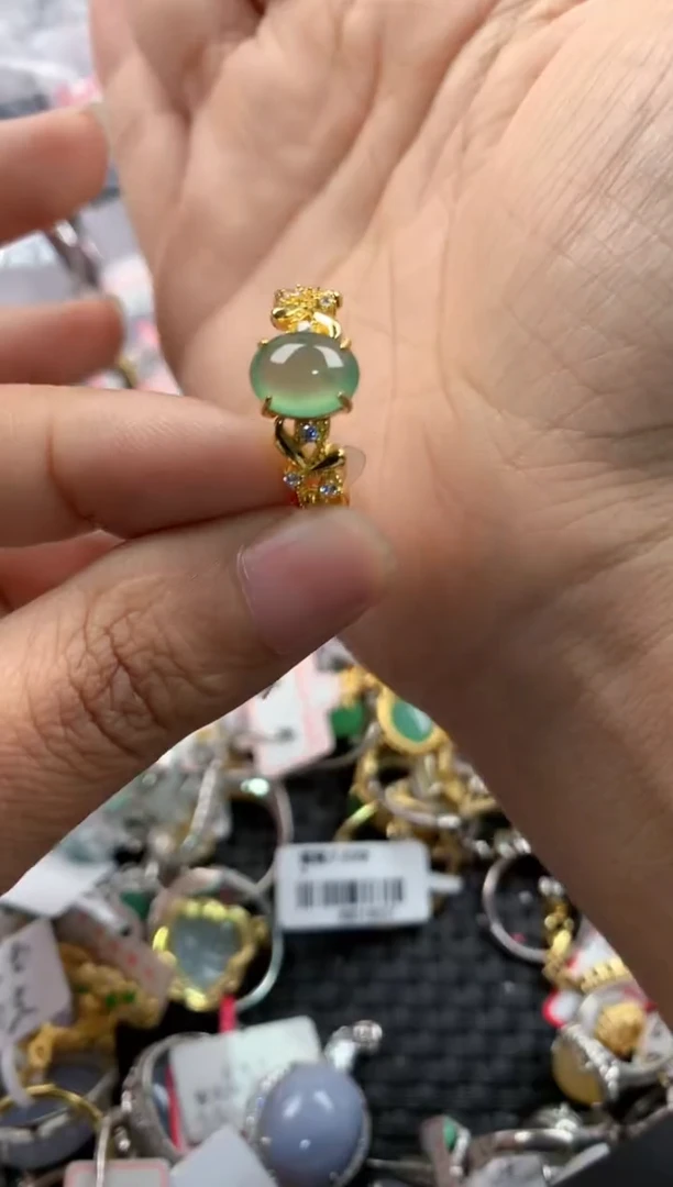 银S925镶嵌戒指翡翠777                 10