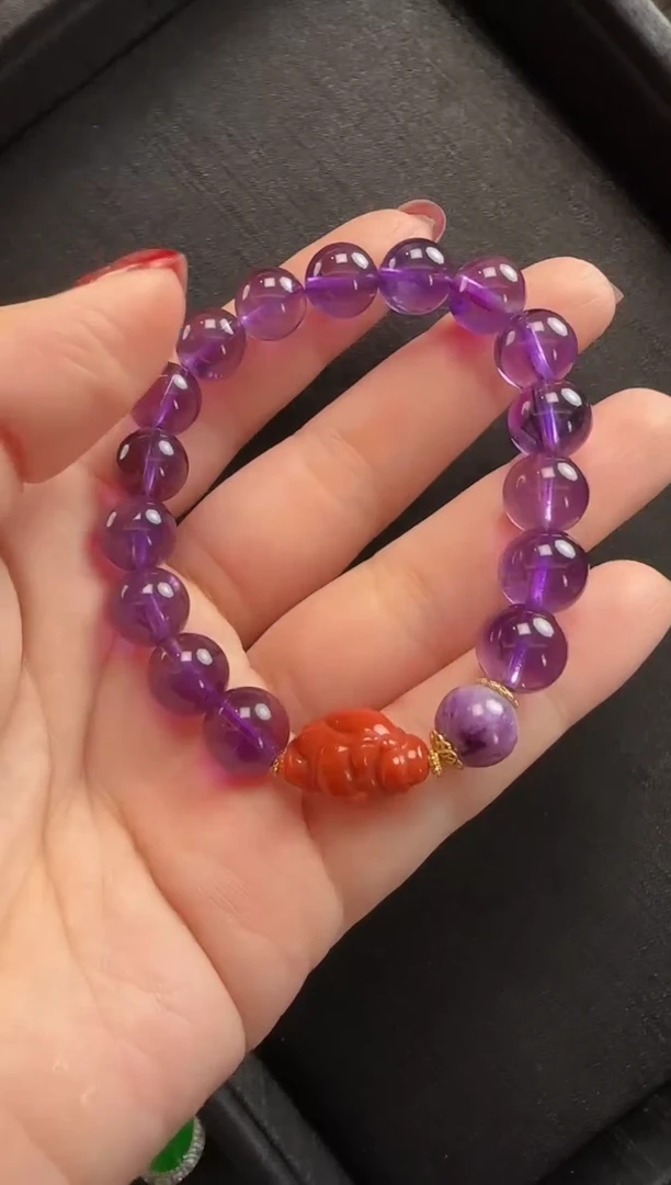 【闪购商品】紫晶手串未镶嵌915逍遥佛一条（多样性发其一）