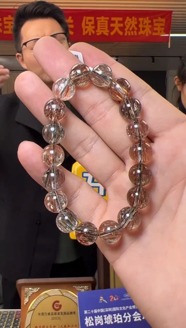【闪购商品】水晶手串未镶嵌约11mm黑金超圆珠单圈