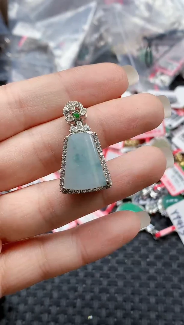 银S925镶嵌戒指翡翠天然A货缅甸翡翠