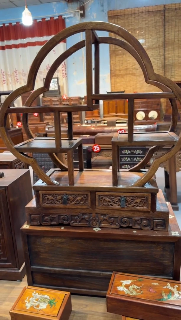 木花梨 四瓣花博古架