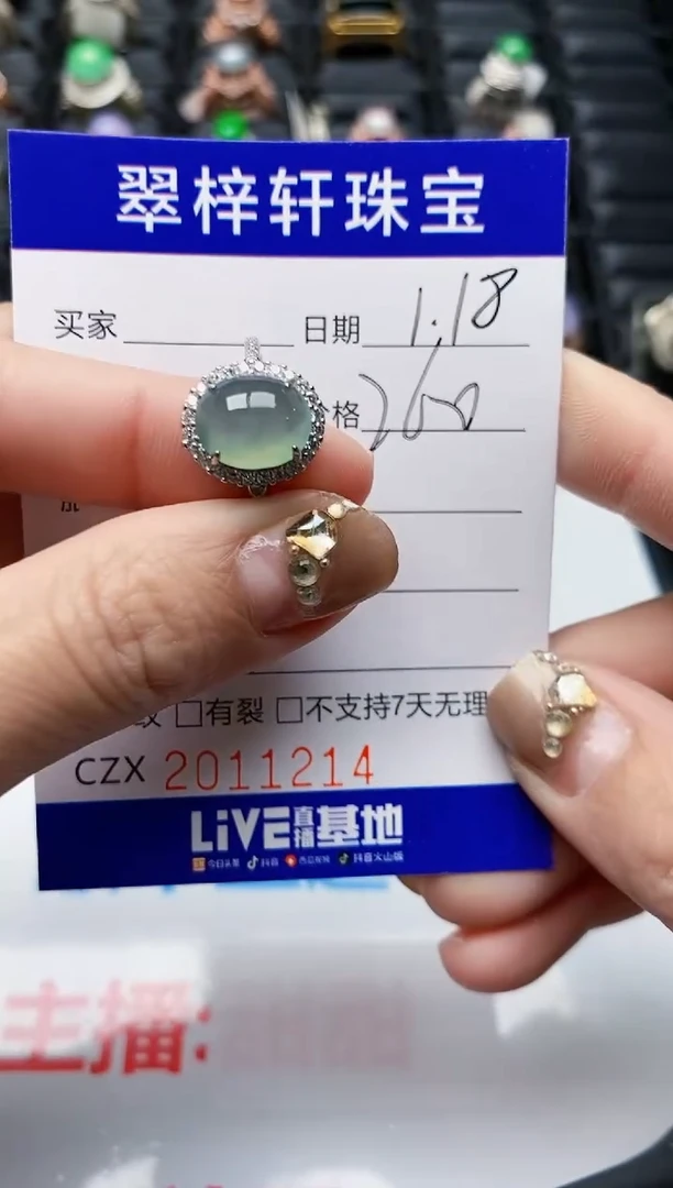 【闪购商品】翡翠戒指银S925镶嵌1214