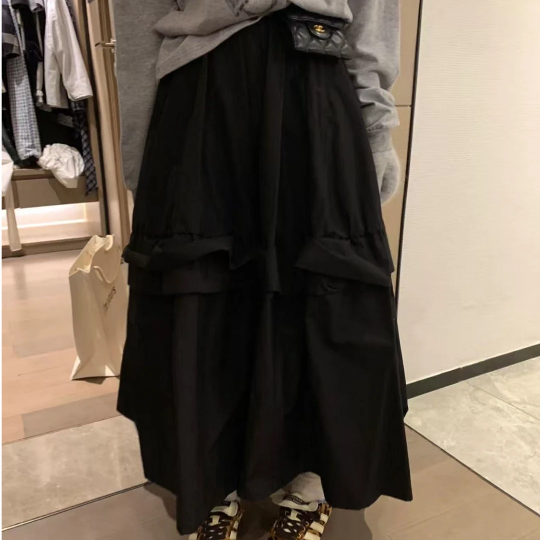 高克重木耳边立体蓬蓬裙女黑白显瘦高腰半身裙女880088