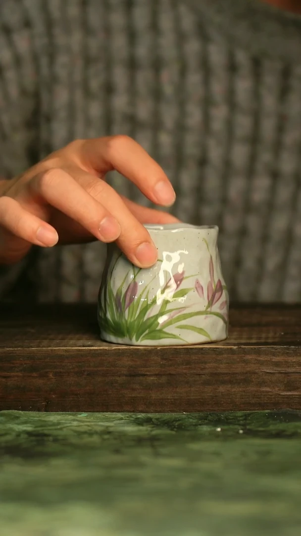 陶瓷青诗集手工手绘瓷器