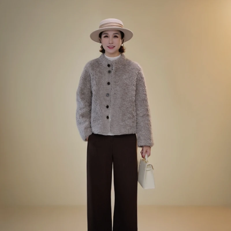 【赞妈甄选】新款简约休闲小立领矜贵短款外套ZM1989N