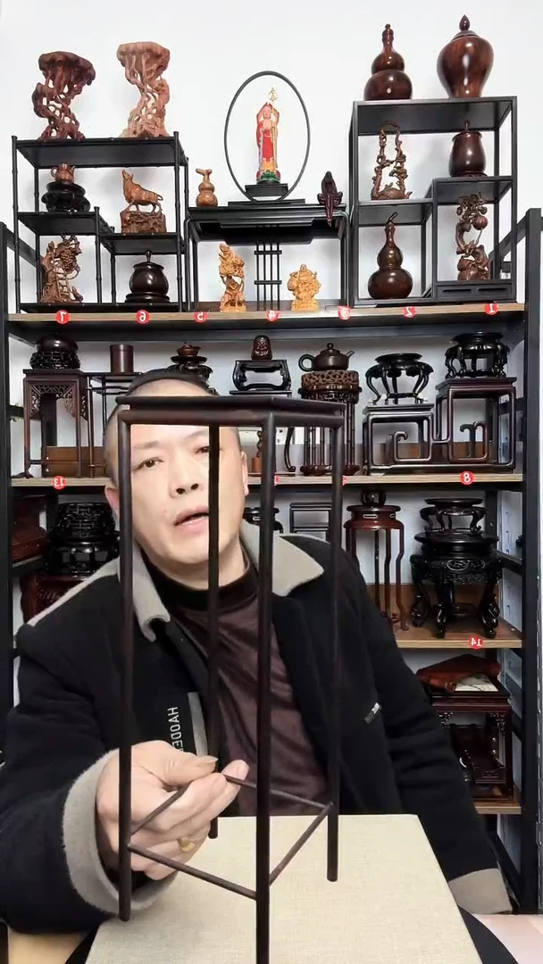 紫砂童*人底座木10正方31高
