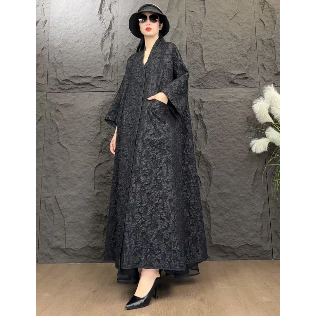 黑色时尚单面休闲女士秋冬显瘦大衣8320