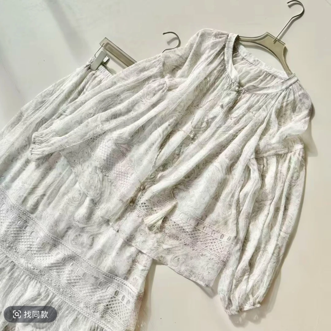 新【丫丫真丝-银色山泉套装】百分100桑蚕丝连衣裙 H9031