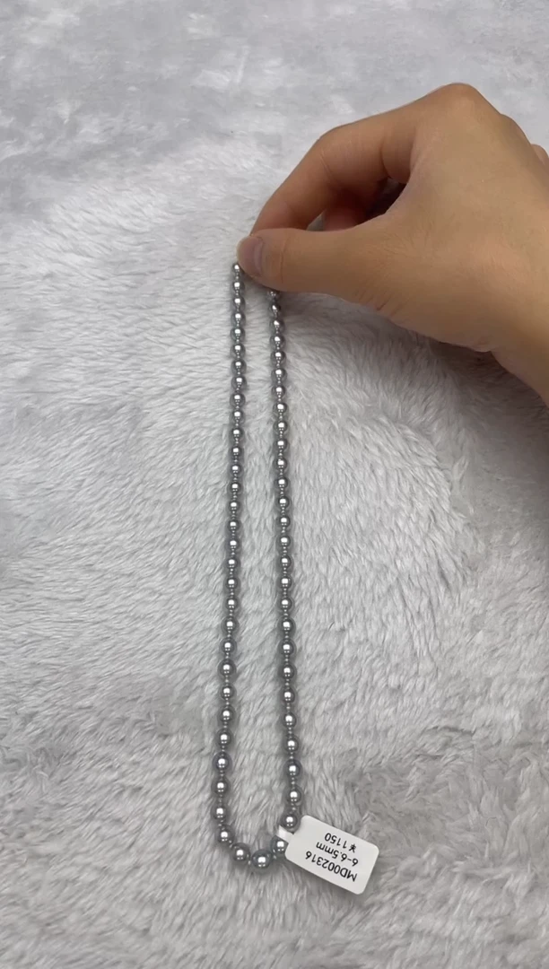 项链银S925镶嵌海水珍珠AK真多麻6-6.5mm