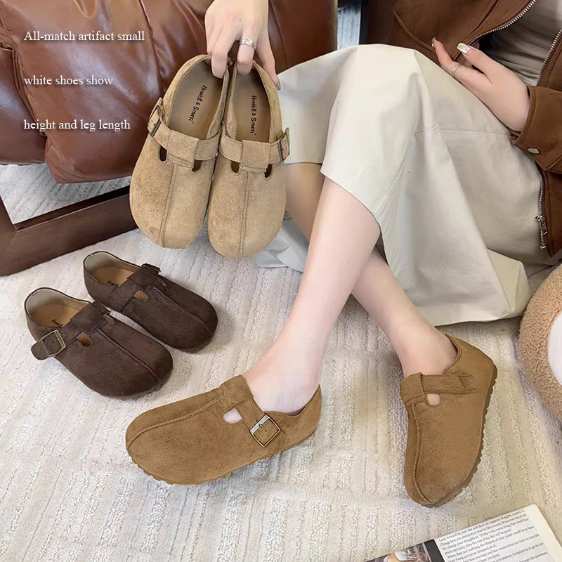 牛皮勃肯乐福鞋女春秋时尚穿搭增高厚底文艺百搭单鞋6609