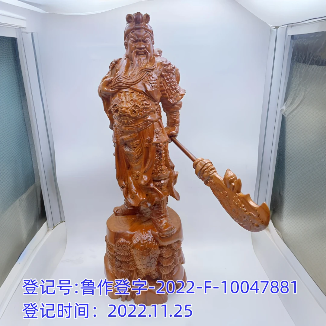 桃木雕关公立像 手持青龙偃月刀忠义武财神家居吉祥物