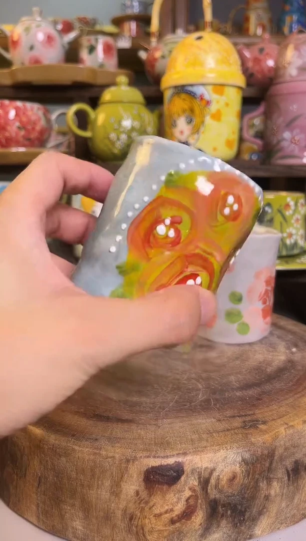 杯子手绘高温釉下陶瓷