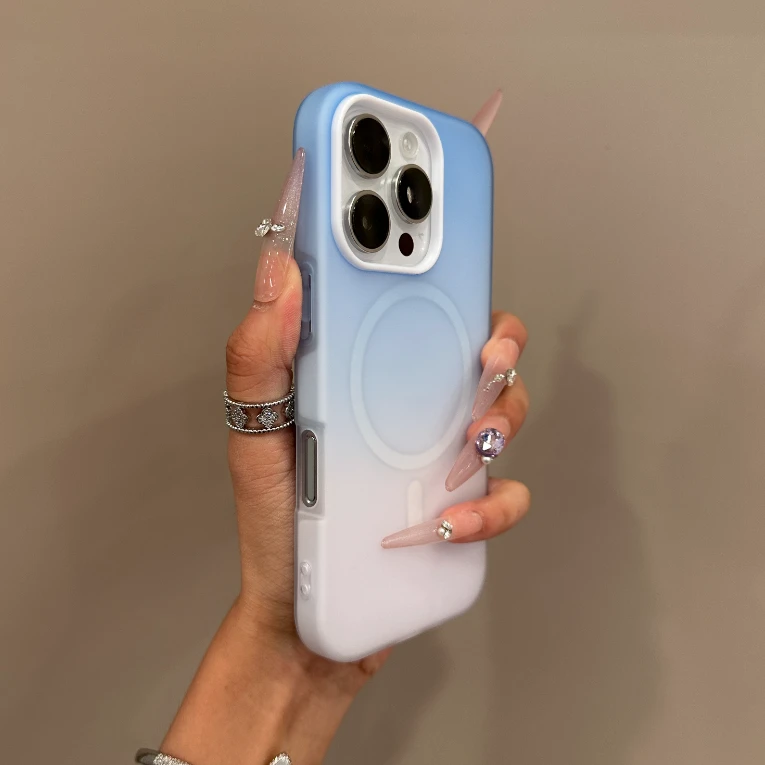 简约渐变磁吸二合一适用苹果16手机壳15promax男iPhone13果冻14
