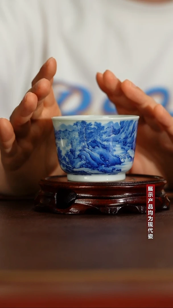 景陶院柴窑山水直口杯