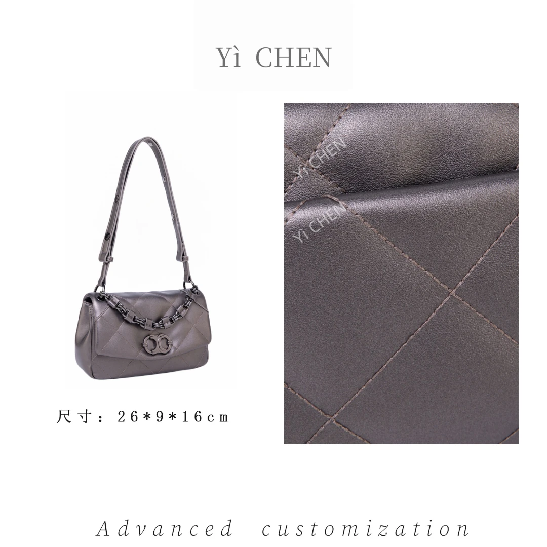 【Yì CHEN】QYX-6055-枪色简约时尚女士新款轻奢单肩斜跨包
