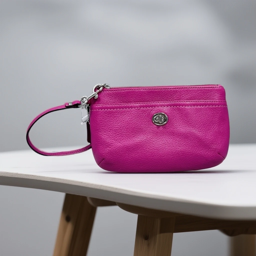 95新 COACH/蔻驰  玫粉色手拿包 1883 5556