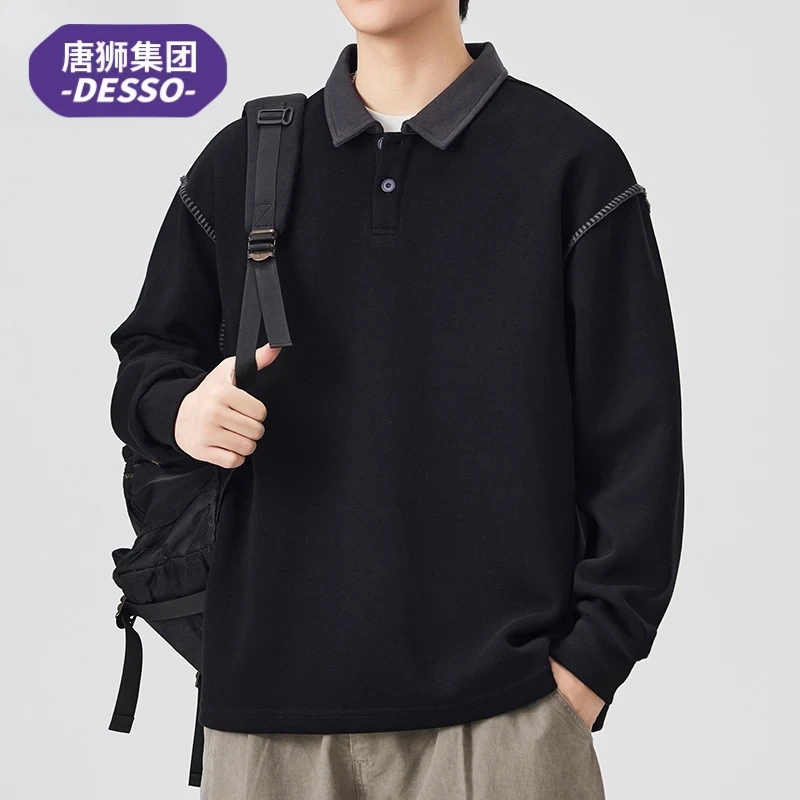 唐狮集团DESSO美式潮流POLO衫卫衣男士春秋季宽松休闲长袖上衣服