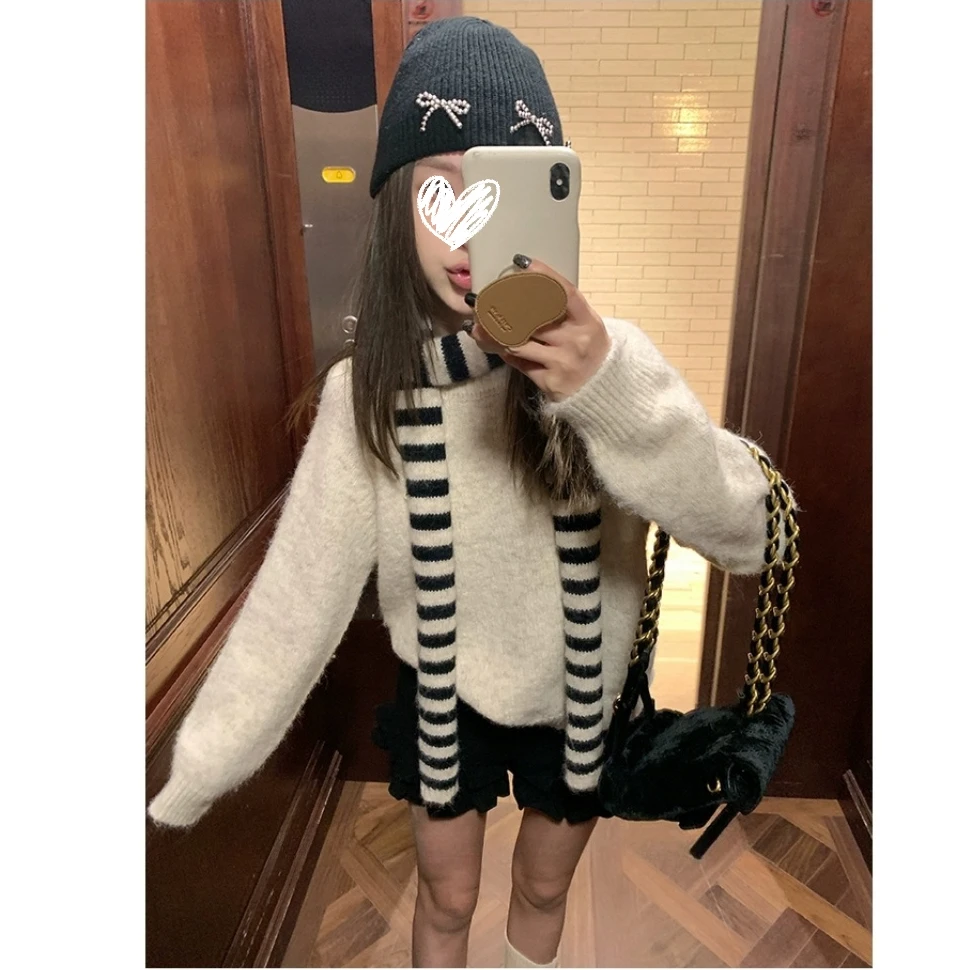 毛衣女装深秋初冬季新年穿搭慵懒风高级感针织衫上衣#Y8602