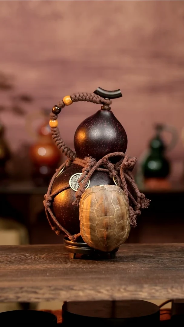 773号龟甲网兜 850ml 大漆葫芦水壶/酒壶 一物一拍 送小葫芦