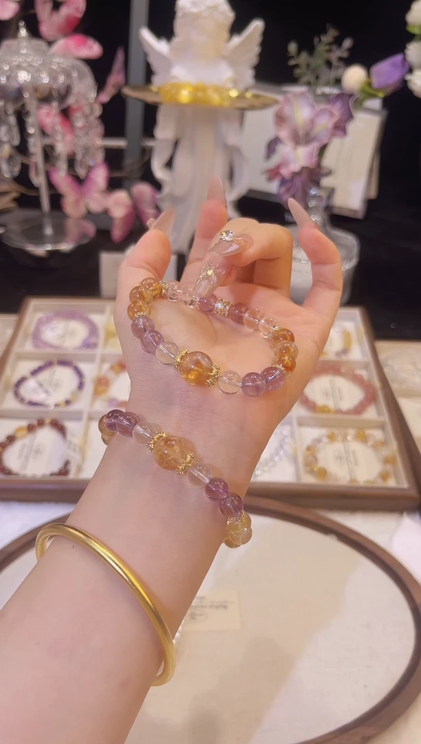 水晶手串合金聚八方