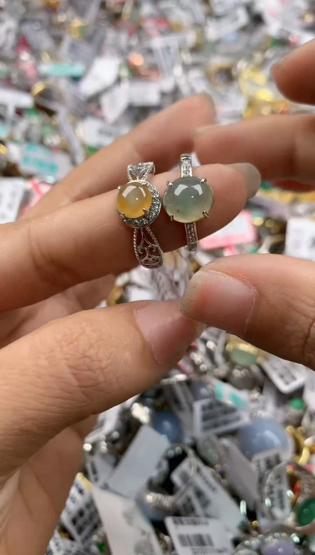 银S925镶嵌戒指翡翠999----1