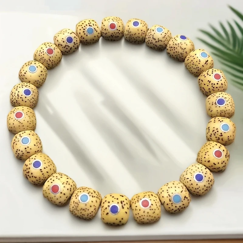 【精选镶嵌金黄籽星月手串】海南风化菩提念珠文玩男女同款手作佛珠