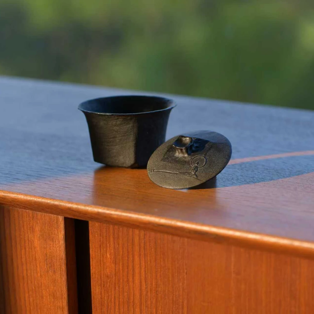 【明心】三才盖碗大师茶具手工雕刻冰碛岩器具不烫手茶器郑明忠原创