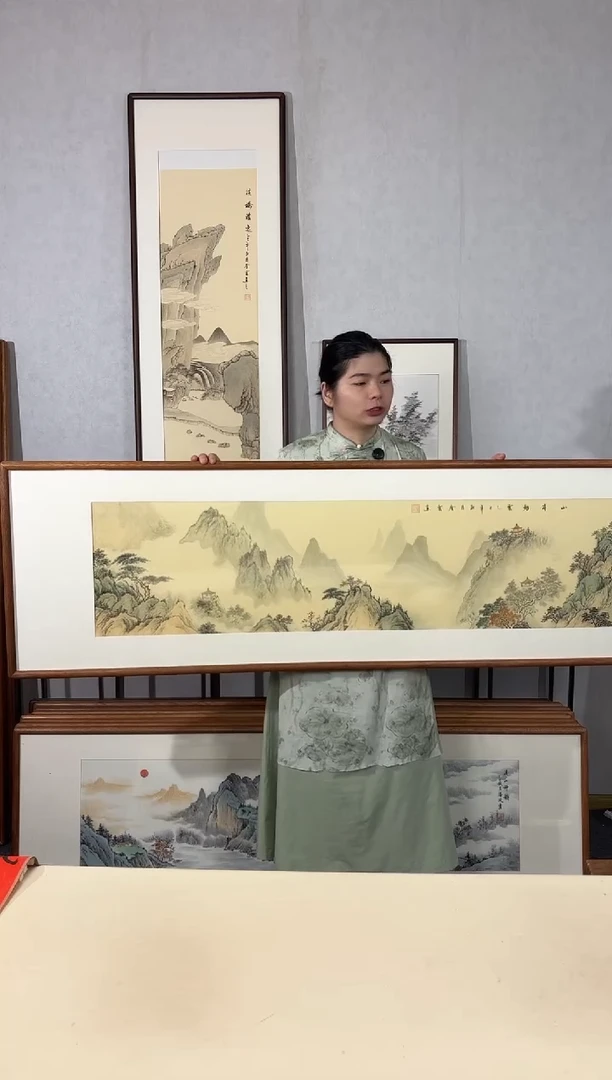 国画手绘*山亭烟云*52*172cm带框发货