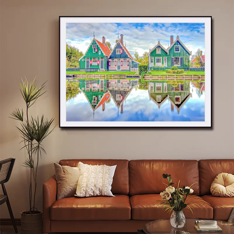 异国风情小屋2025新款绣客厅餐厅卧室欧美卡通风景手工满绣40色