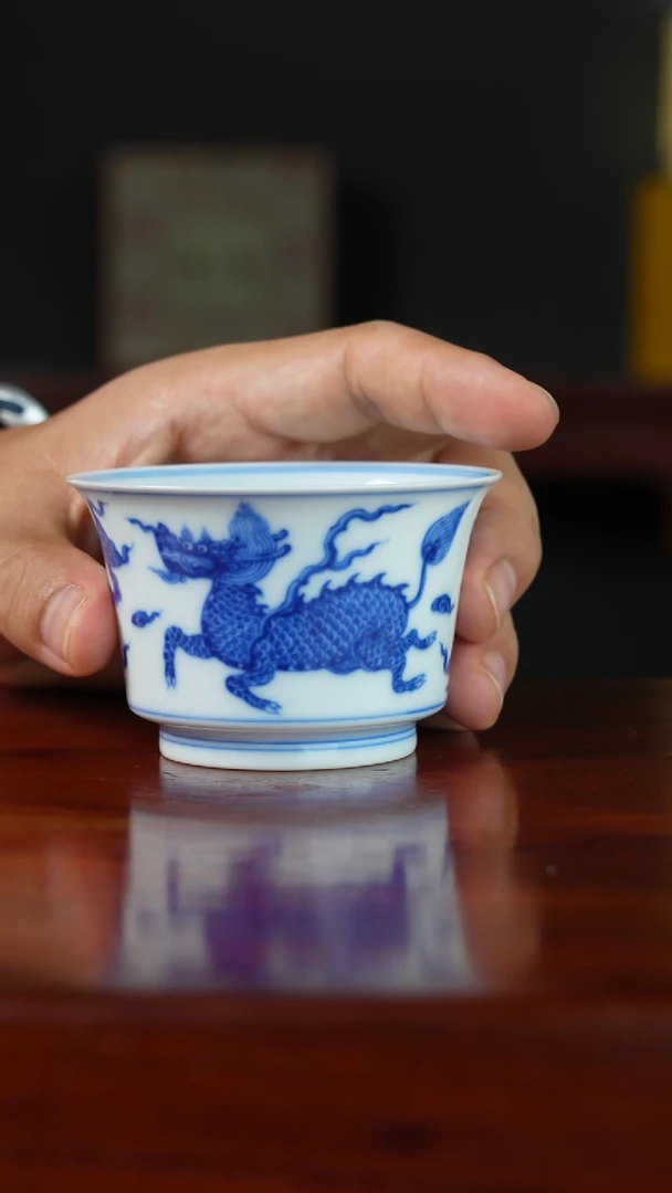 祖传窑真柴窑传承400年麒麟马蹄杯