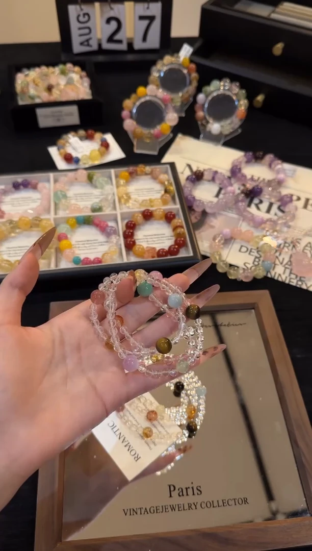 合金手链水晶白水晶三圈手链x2493