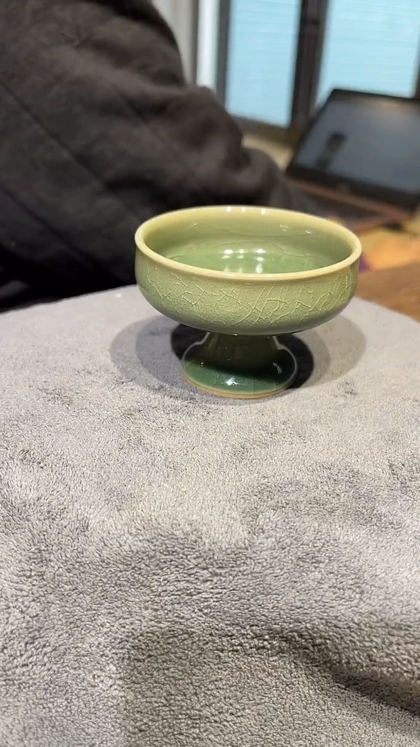摆件陶原生态原矿青绿高足普洱