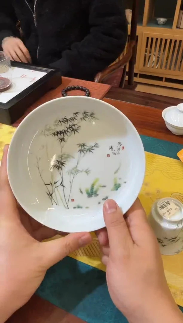 文人竹竹节壶承盘