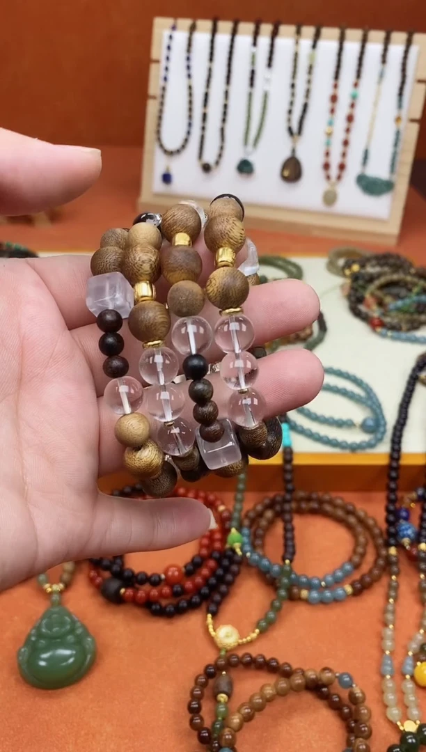 手串檀香木未镶嵌香香白水手串单圈