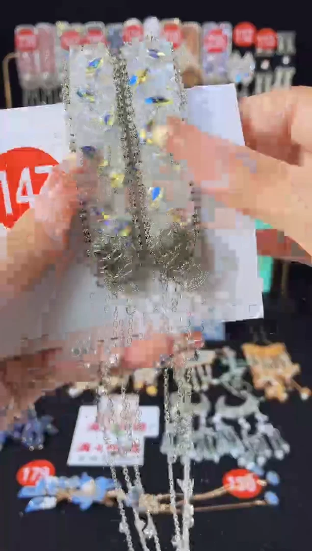 仿水晶铜合金147原创手工发夹一对