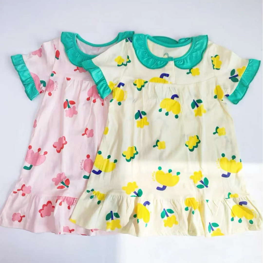 爆款！拉拉女宝【缤纷夏日】夏季新款冰川棉家居服薄款纯棉