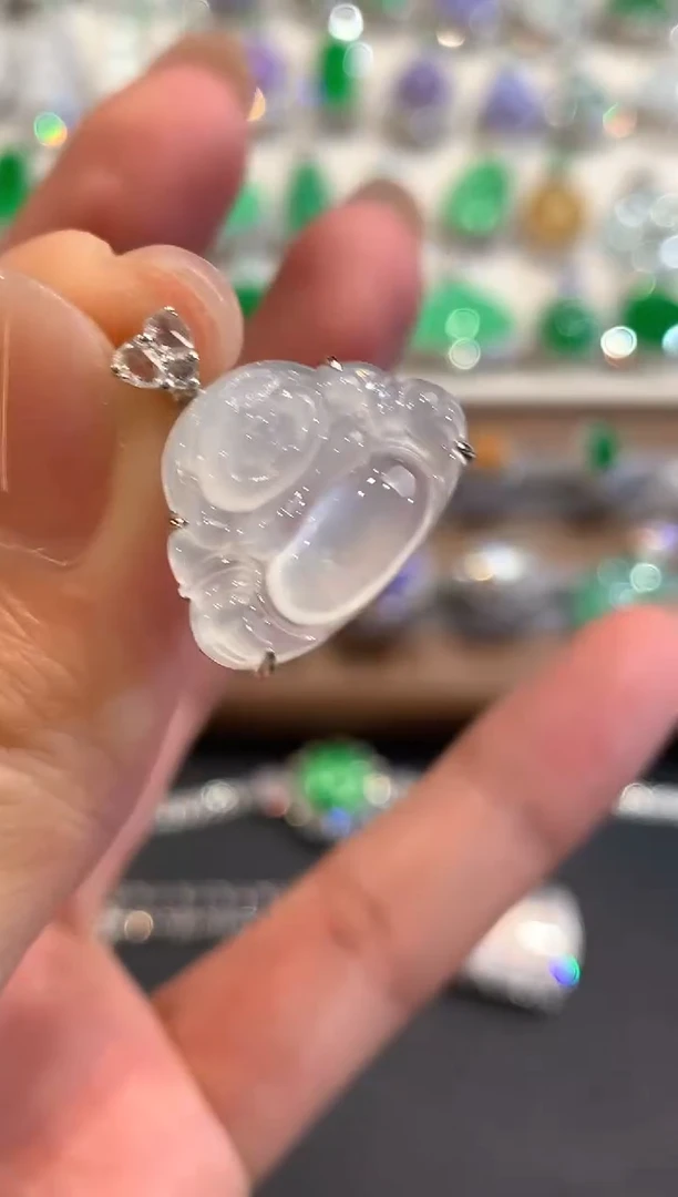 吊坠(不含链)18K金镶嵌翡翠a5