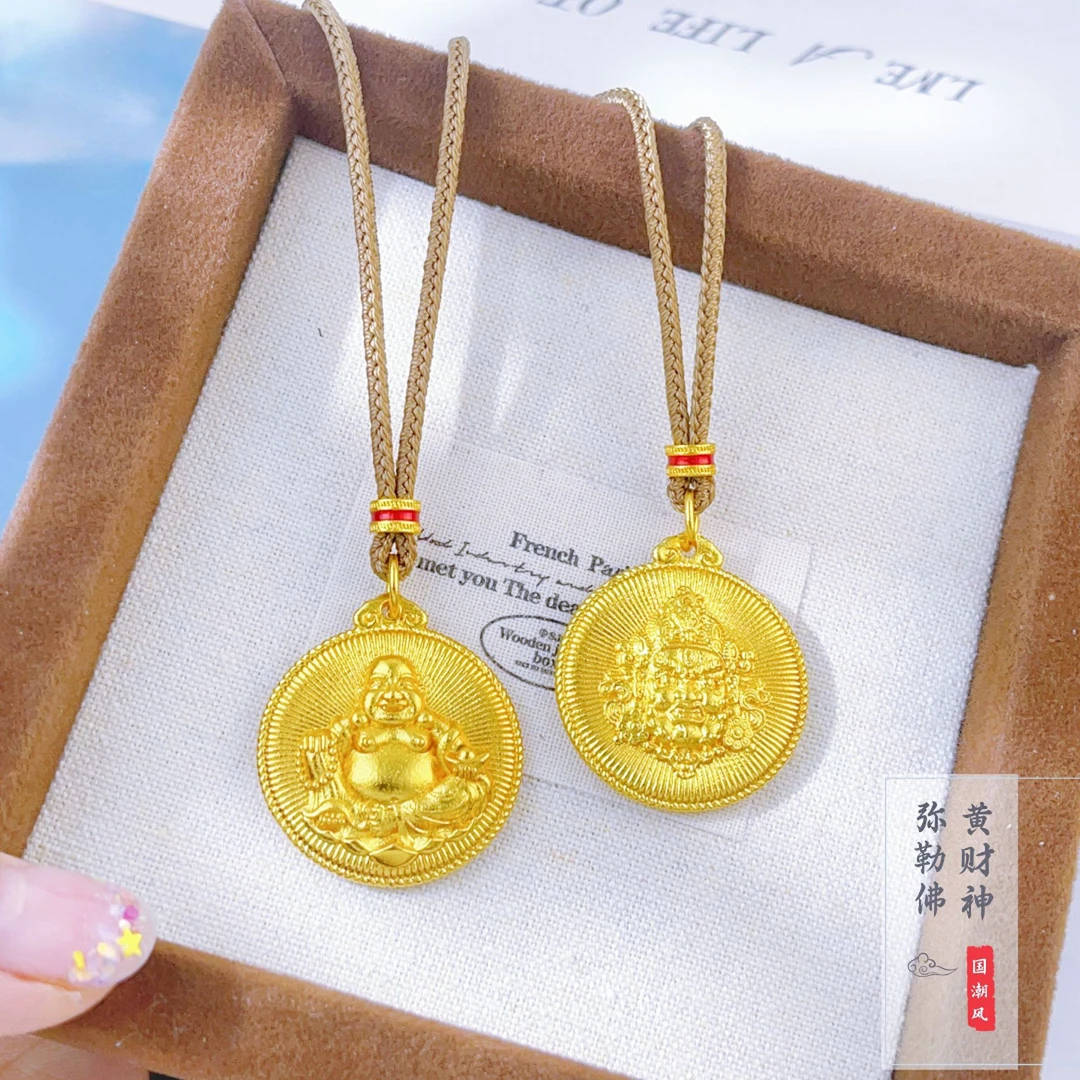 【矿金手工制作】 福字弥勒佛黄财神吊坠项链毛衣链国潮风挂坠