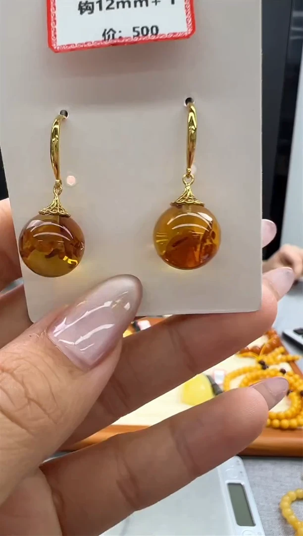 【闪购商品】琥珀耳饰未镶嵌965秒拍号