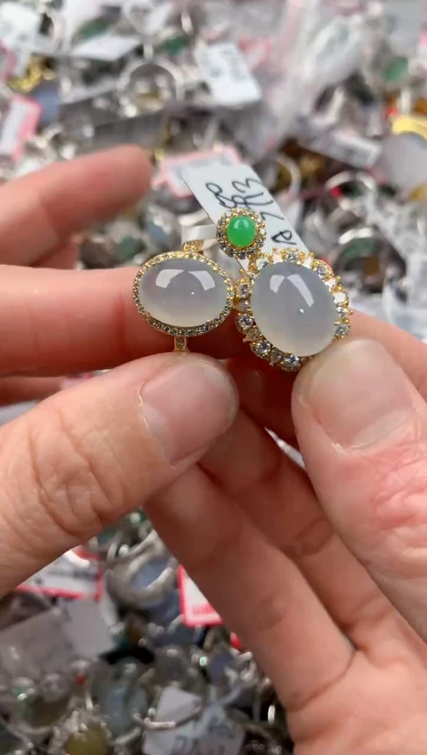 银S925镶嵌戒指翡翠666   6