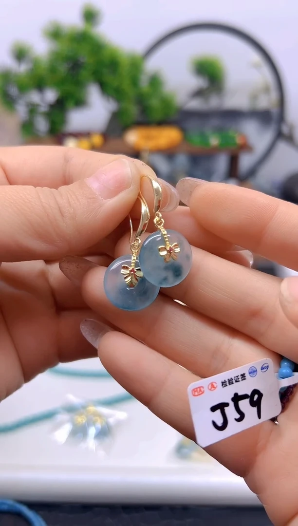 【闪购商品】翡翠耳饰14K金镶嵌耳饰E748