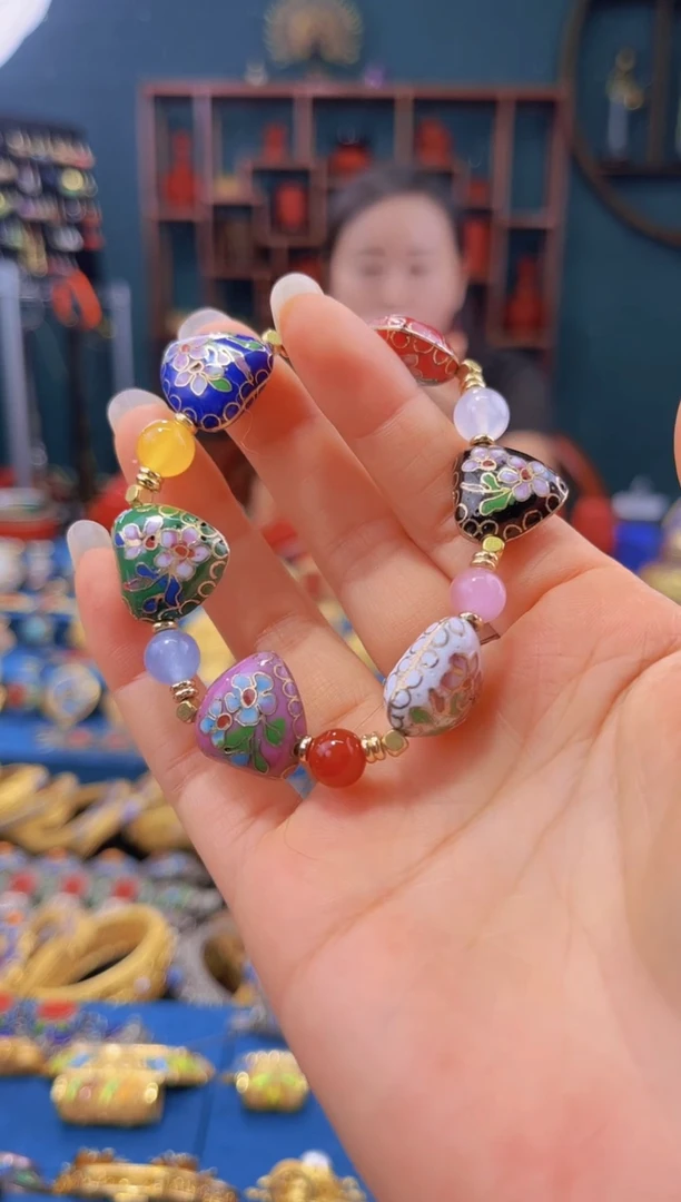 非遗 景泰蓝手串 心形多宝