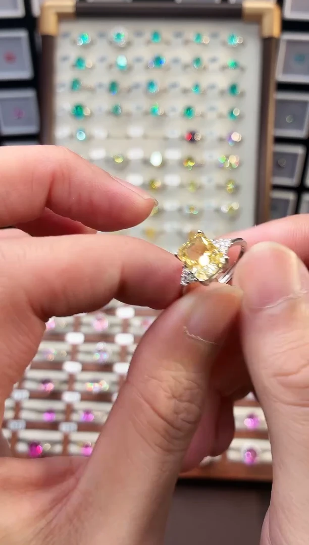 戒指彩色蓝宝石银S925镶嵌1888