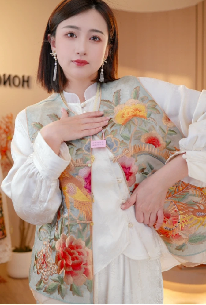 ［凤穿牡丹］H6097春夏南油重工凤凰刺绣新款马甲-甜甜